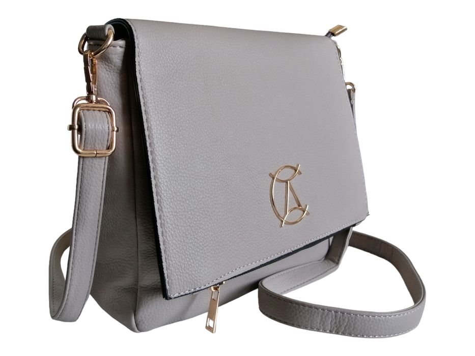 Szara Modna Listonoszka Damska Na Ramię - Klasyczna Torebka Damska