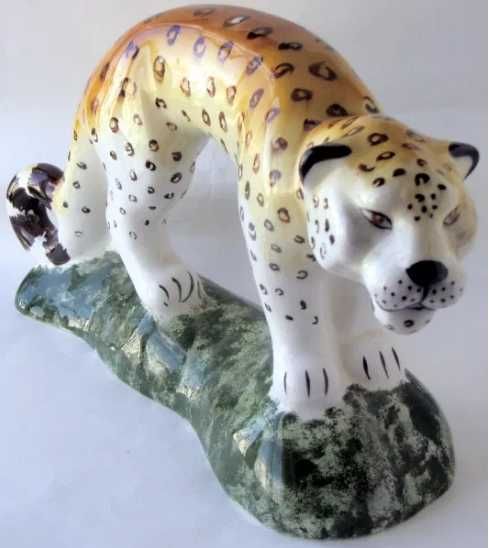 Фаянсовая статуэтка "Леопард" Конаково клеймо