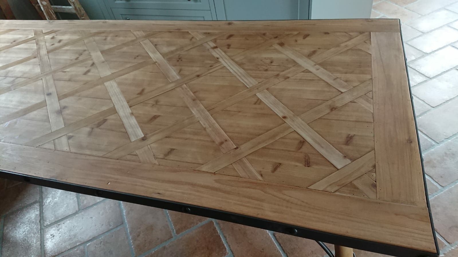 Stół industrialny z drewna jodłowego, 200x80x76