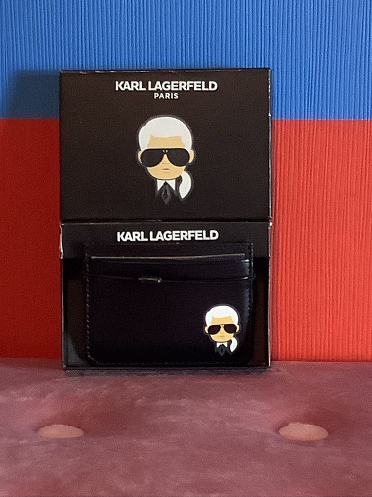 Karl Lagerfeld etui na karty, skóra, czarne, nowe