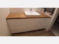 Szafka łazienkowa pod umywalkę z drewnianym dębowym blatem PRODUCENT