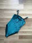 Welurowe body na ramiączka dekolt halter morskie butelkowe Primark XS