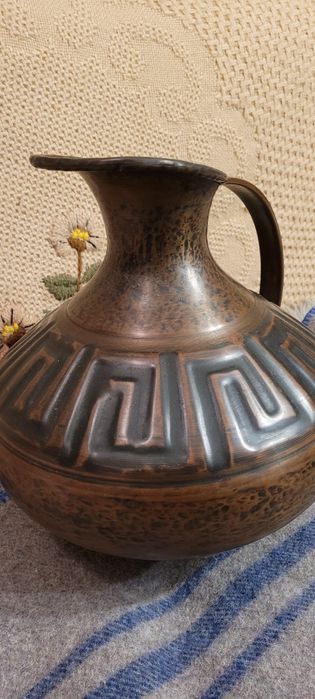 Stary miedziany dzban 30 cm. Sygnowany