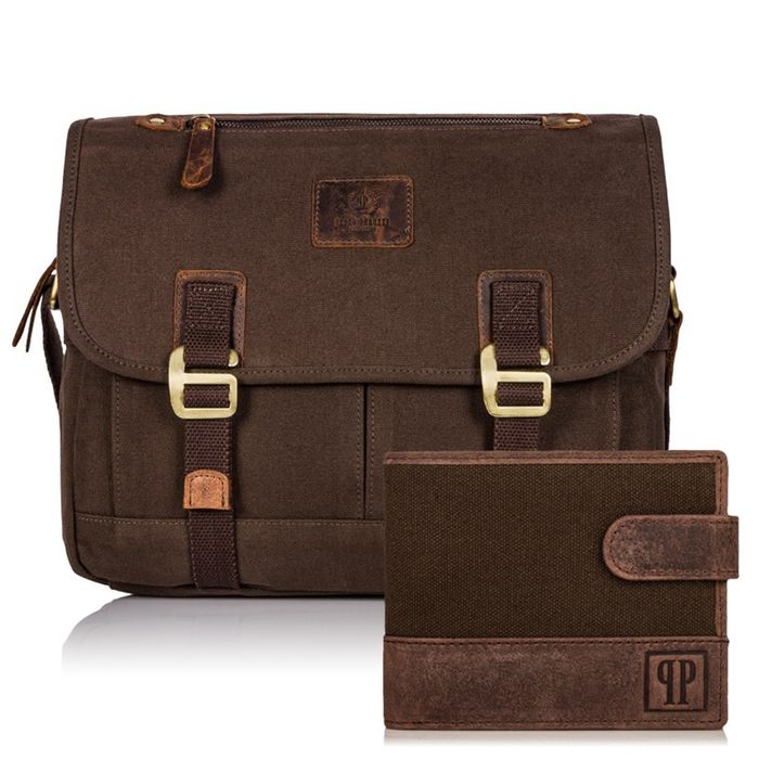 zestaw męski torba męska na ramię vintage t-17 portfel męski t-03