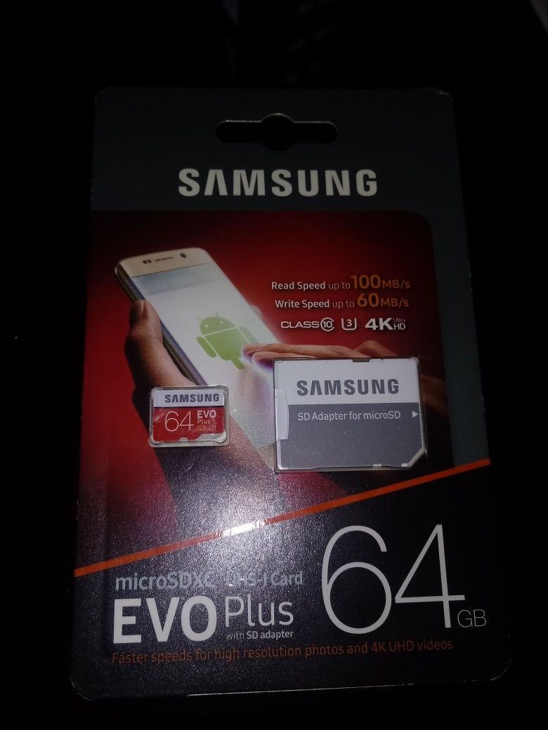 Samsung 64GB microSDXC Evo Plus zapis80MB/s odczyt100MB/s bardzo szyb