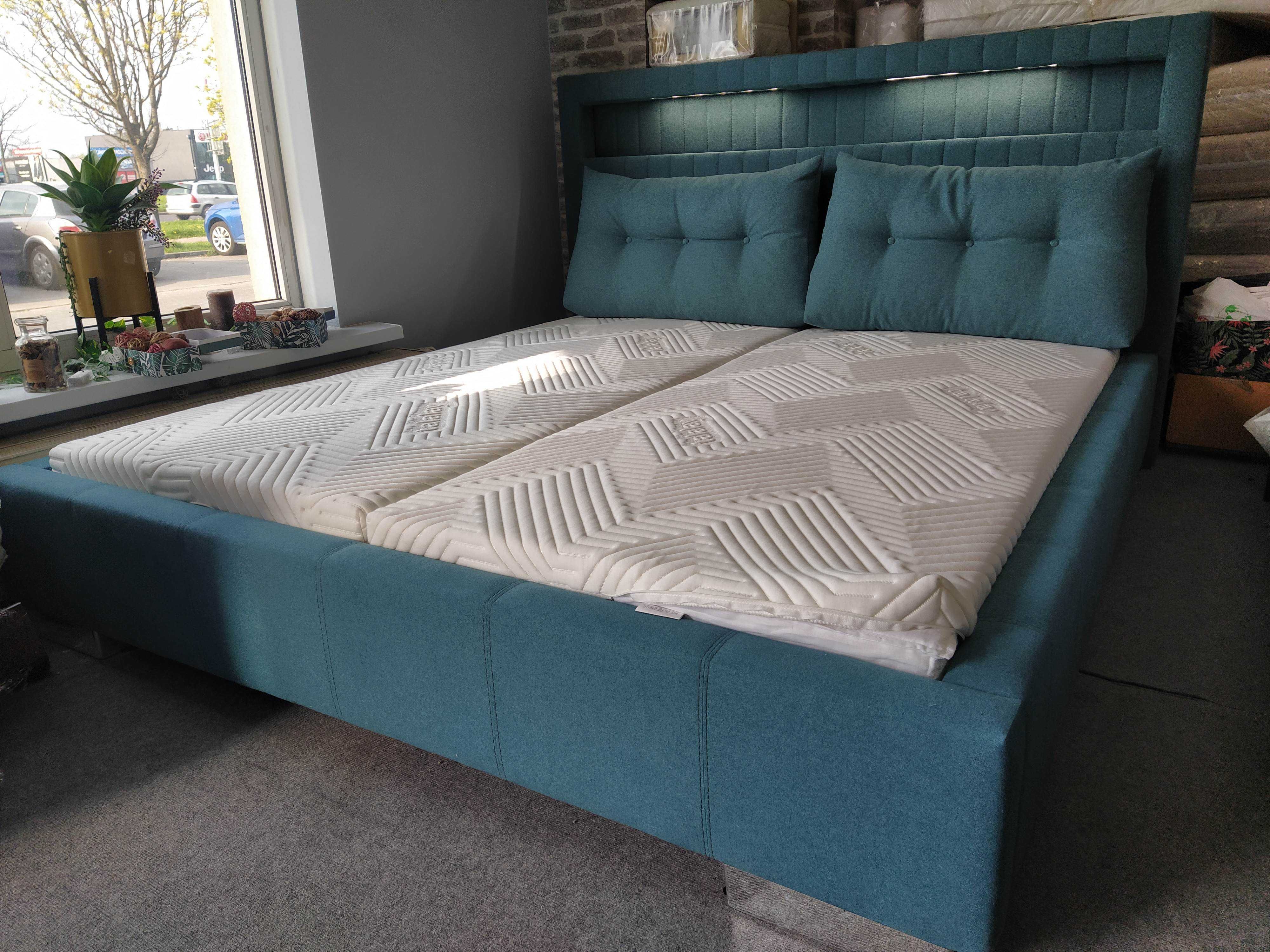 Łóżko tapicerowane 180x200 turkus podświetlane nowe od ręki dowóz