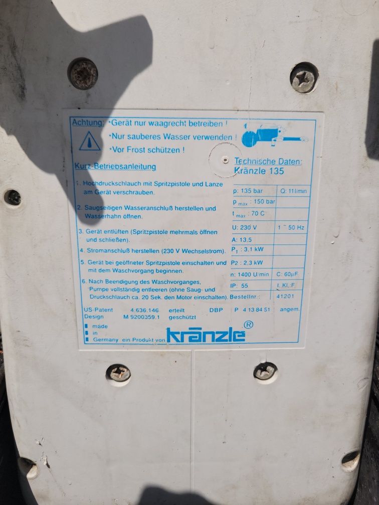Myjka ciśnieniowa Kranzle 135 zamiana