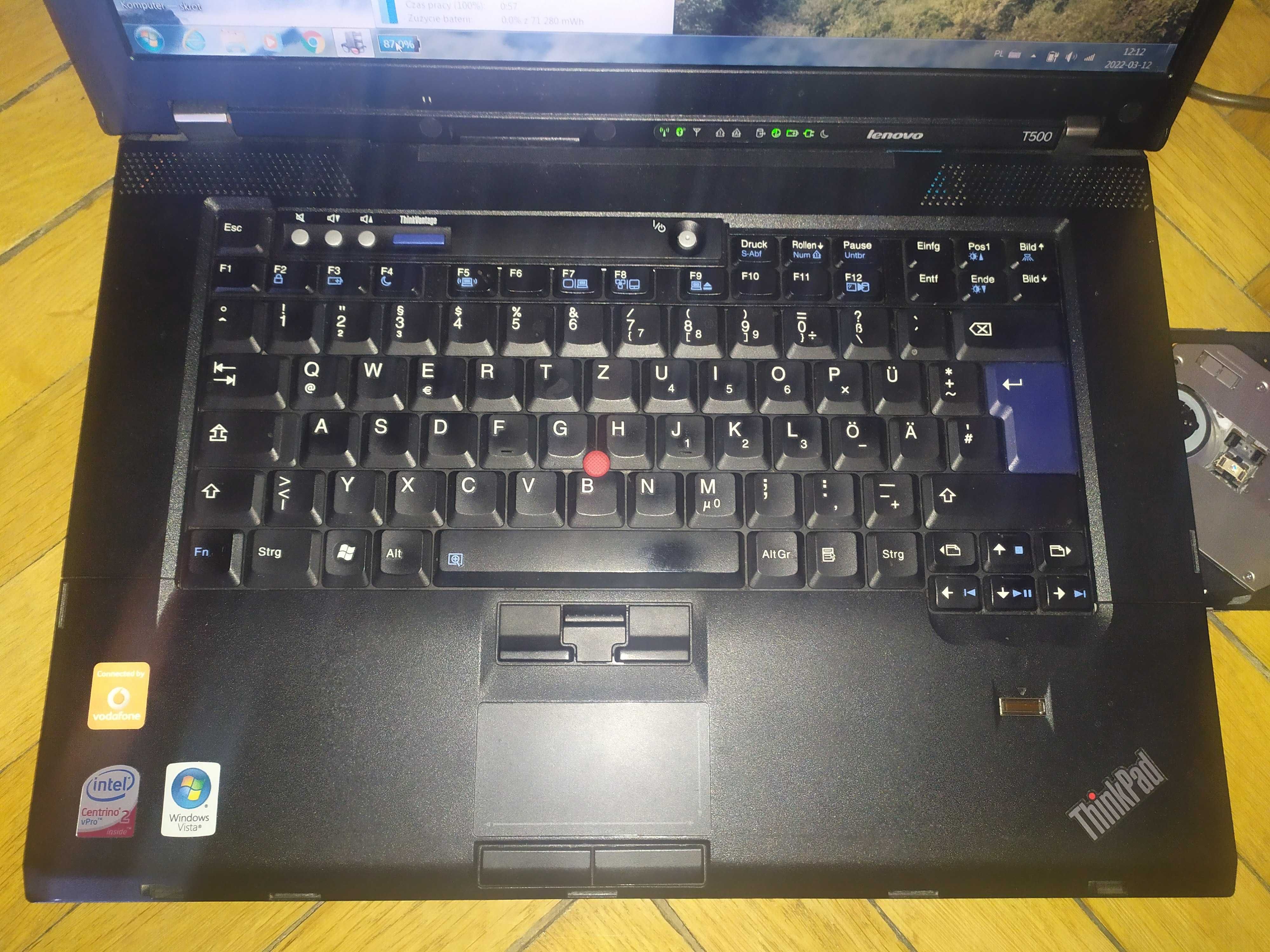 Laptop 15 Lenovo ThinkPad T500 Intel vPro 2xgraf HD Win7 10 SSD HDMI