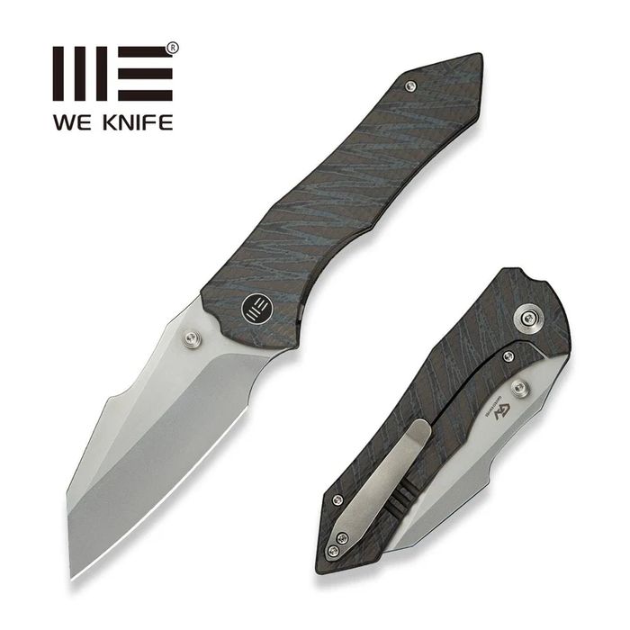 Nóż składany WeKnife High-Fin XL Tiger Stripe Titanium, Polished Bead