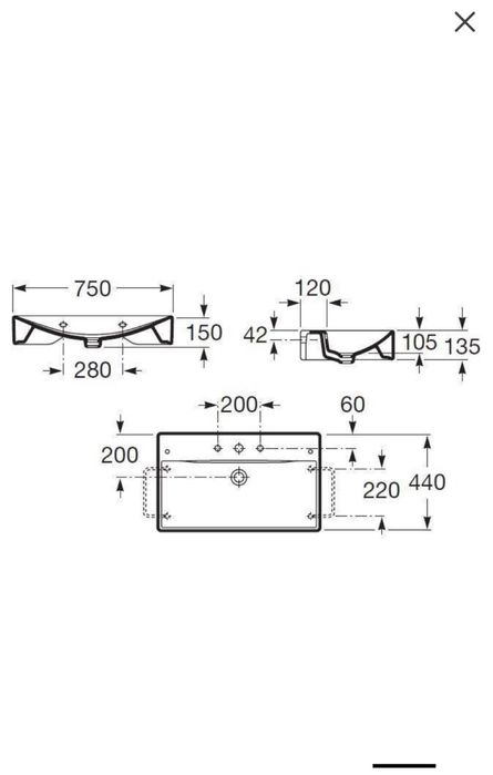 Продам умивальник Roca Diverta 75