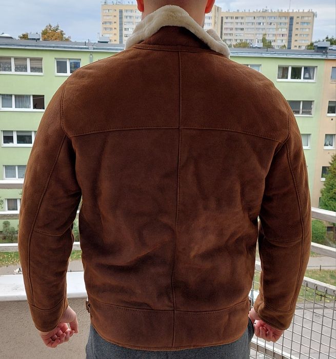 NOWY Kożuch męski XXL skóra i wełna owcza - Leder