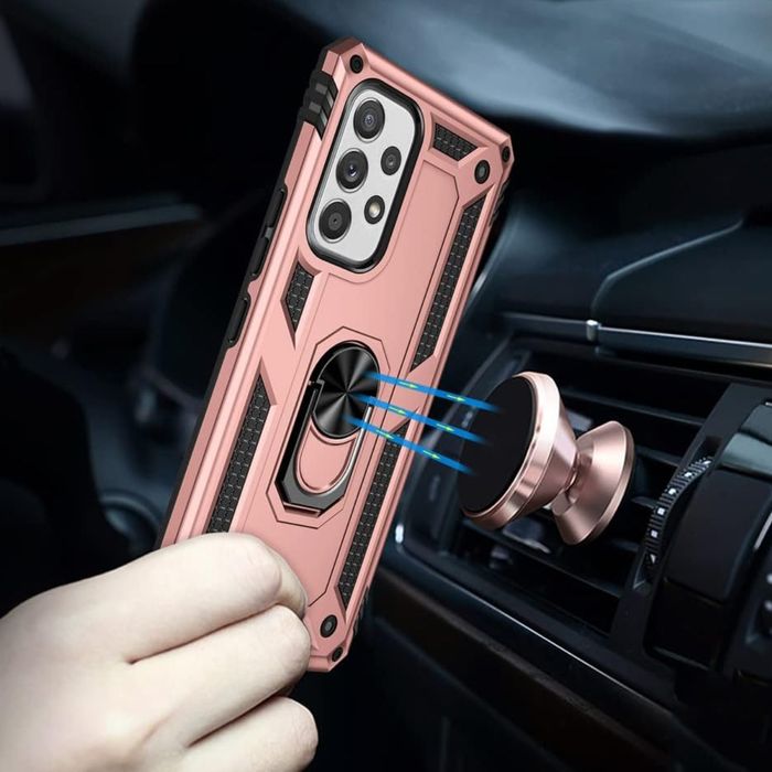 Pancerne Etui Ochronne do Samsung Galaxy A53 5G Pierścień Szkło Różowe