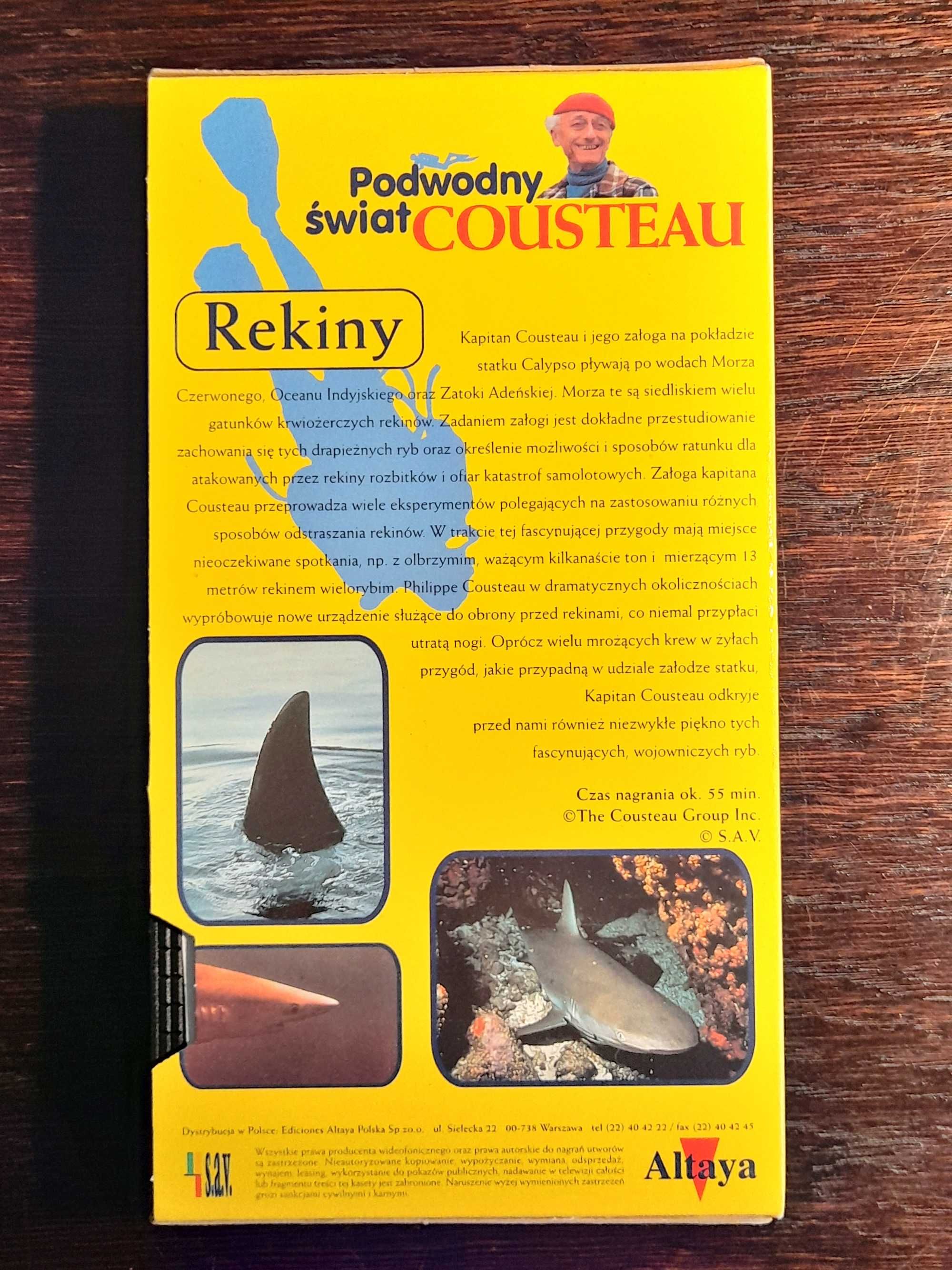 PODWODNY ŚWIAT COUSTEAU - Rekiny - kaseta wideo VHS