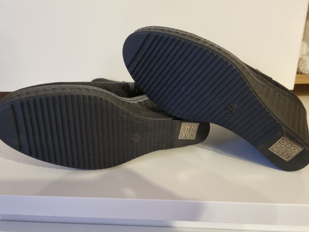 NOWE Buty botki na koturnie na platformie 37 czarne