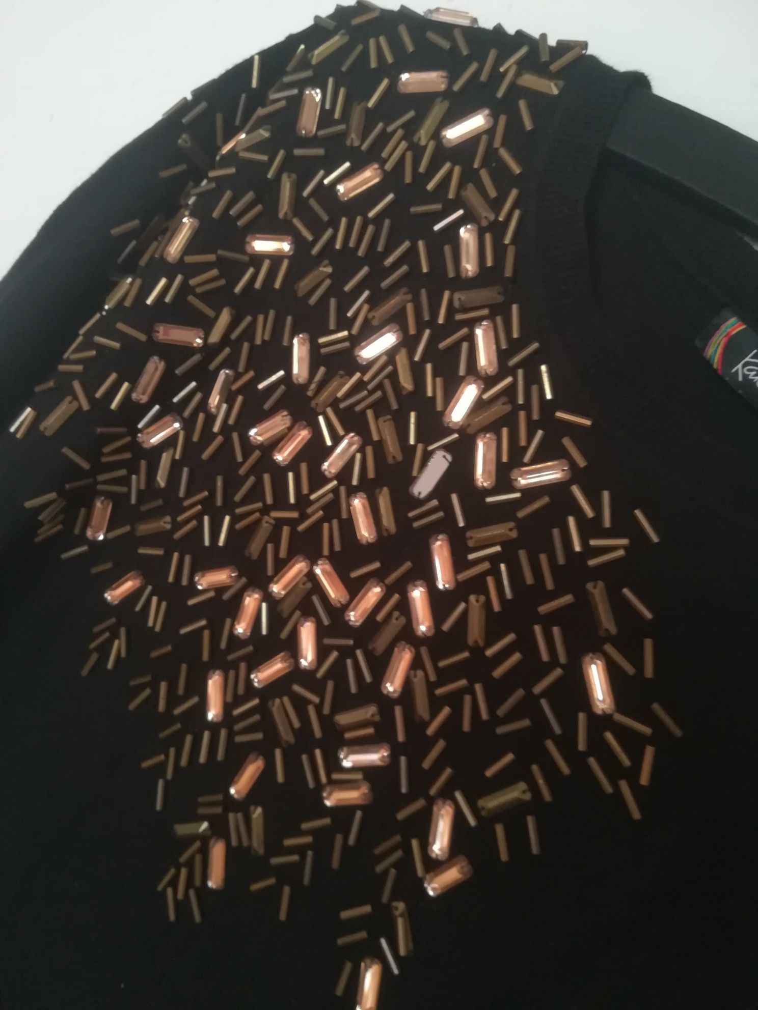 Kaleidoscope dzianinowa bluzka sweter damski czarny z kamieniami L 40