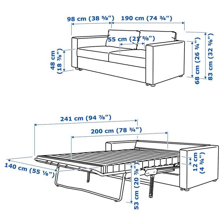 Ikea Nowa VIMLE Sofa rozkładana 140x200cm Średnioszary Beżowy Gunnared
