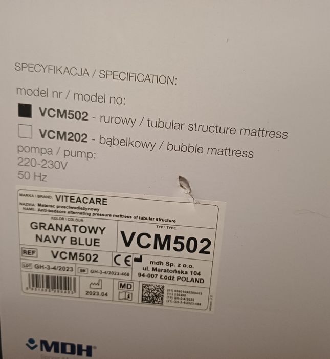 Materac przeciwodleżynowy Vitae Care