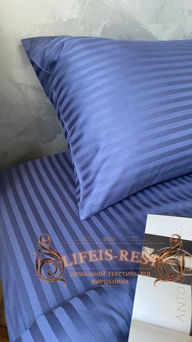 Premium Страйп Сатин Жакард полуторний двушка євро сімейний