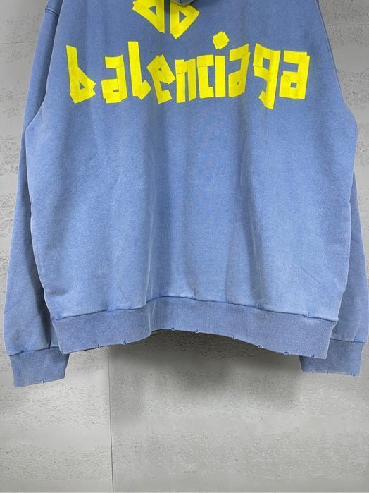 BALENCIAGA scotch худи мужское брендовое оригинал оверсайз голубое
