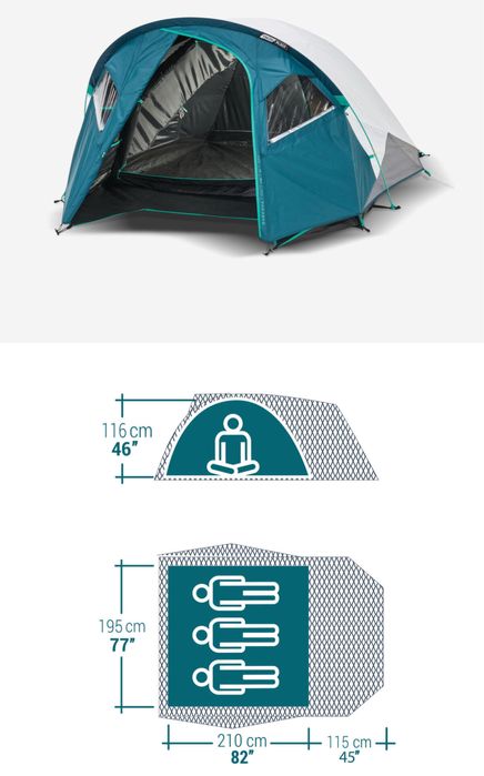 Namiot kempingowy Quechua MH100 Fresh&Black XL, 3-osobowy