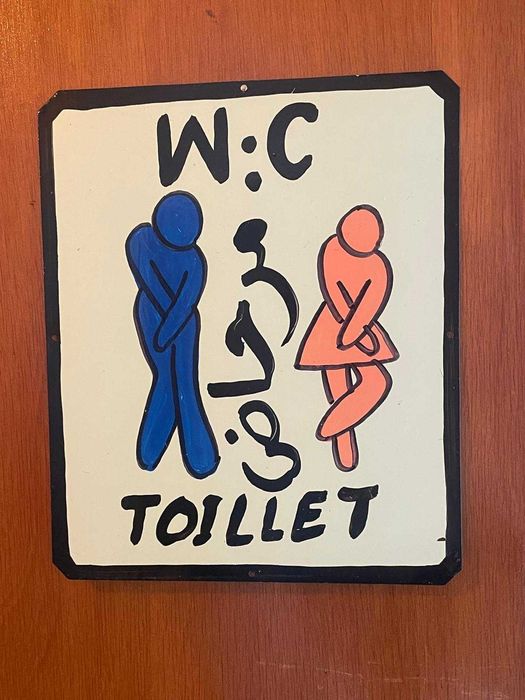 Escada de bambu + placa wc