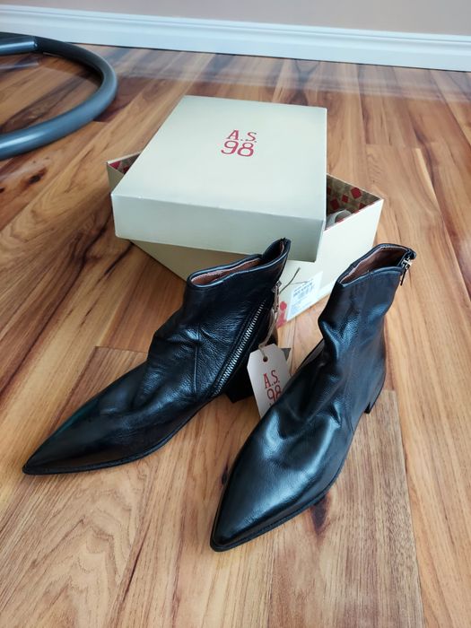 Buty damskie botki czarne A&S 98 skóra rozmiar 38