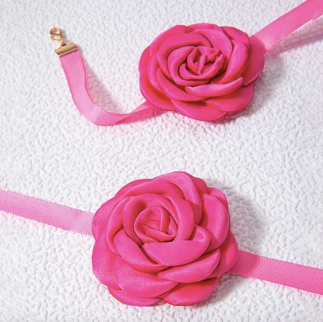 ZESTAW Choker Bransoletka Różowa Róża Idealny na Prezent dla Kobiety