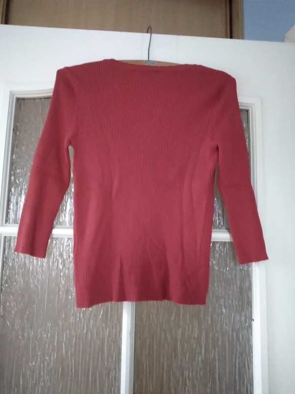 Kardigan bluzka sweter czerwony wiskoza Orsay