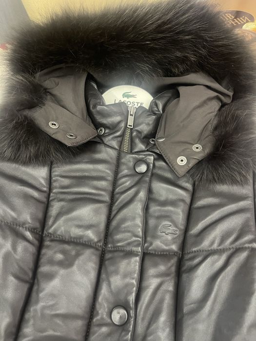 Куртка женская Lacoste оригинал кожанная с мехом пуховик