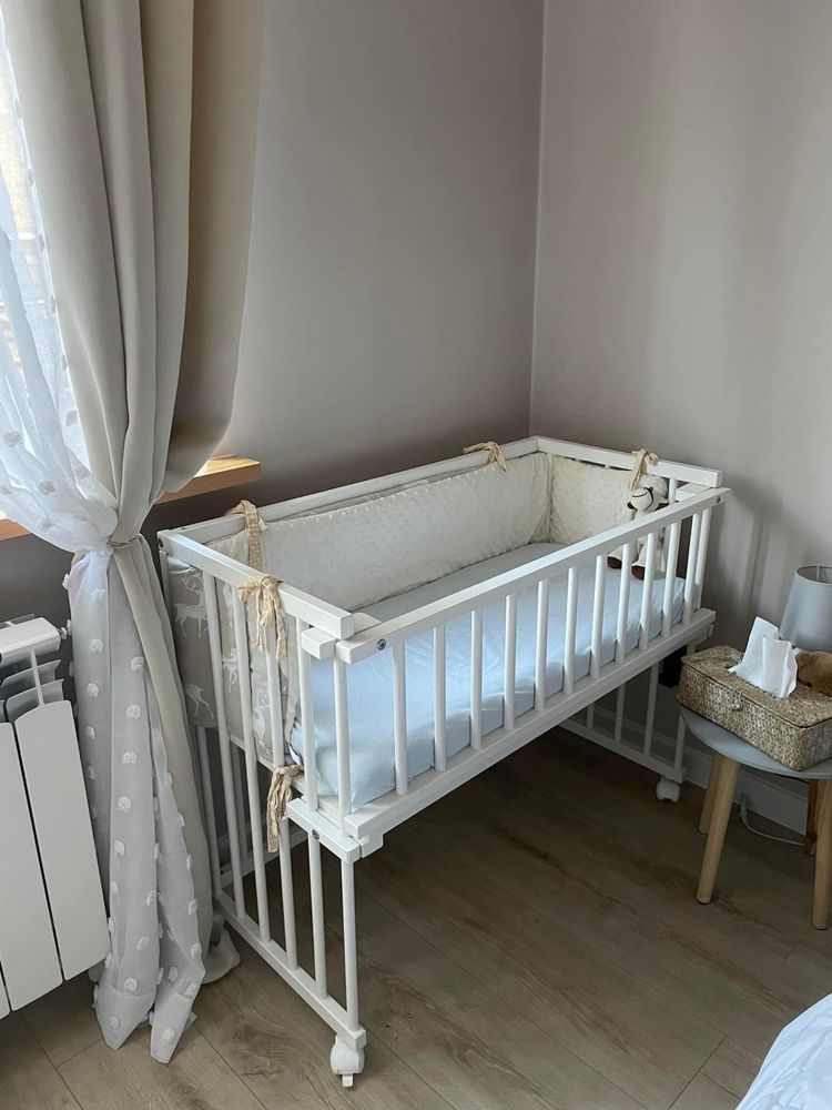 Łózeczko doatawne dostawka drewniane