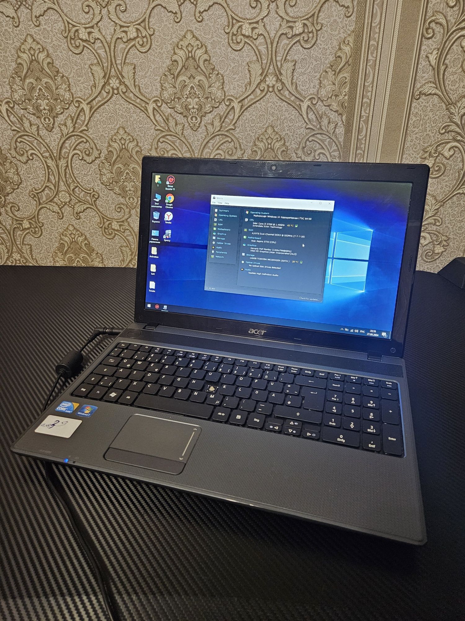 Тонкий Acer 15.6" | intel core i3 370M | 4gb ram | 160gb