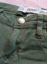 Spodnie jeans butelkowa zieleń skinny r. 104 nowe