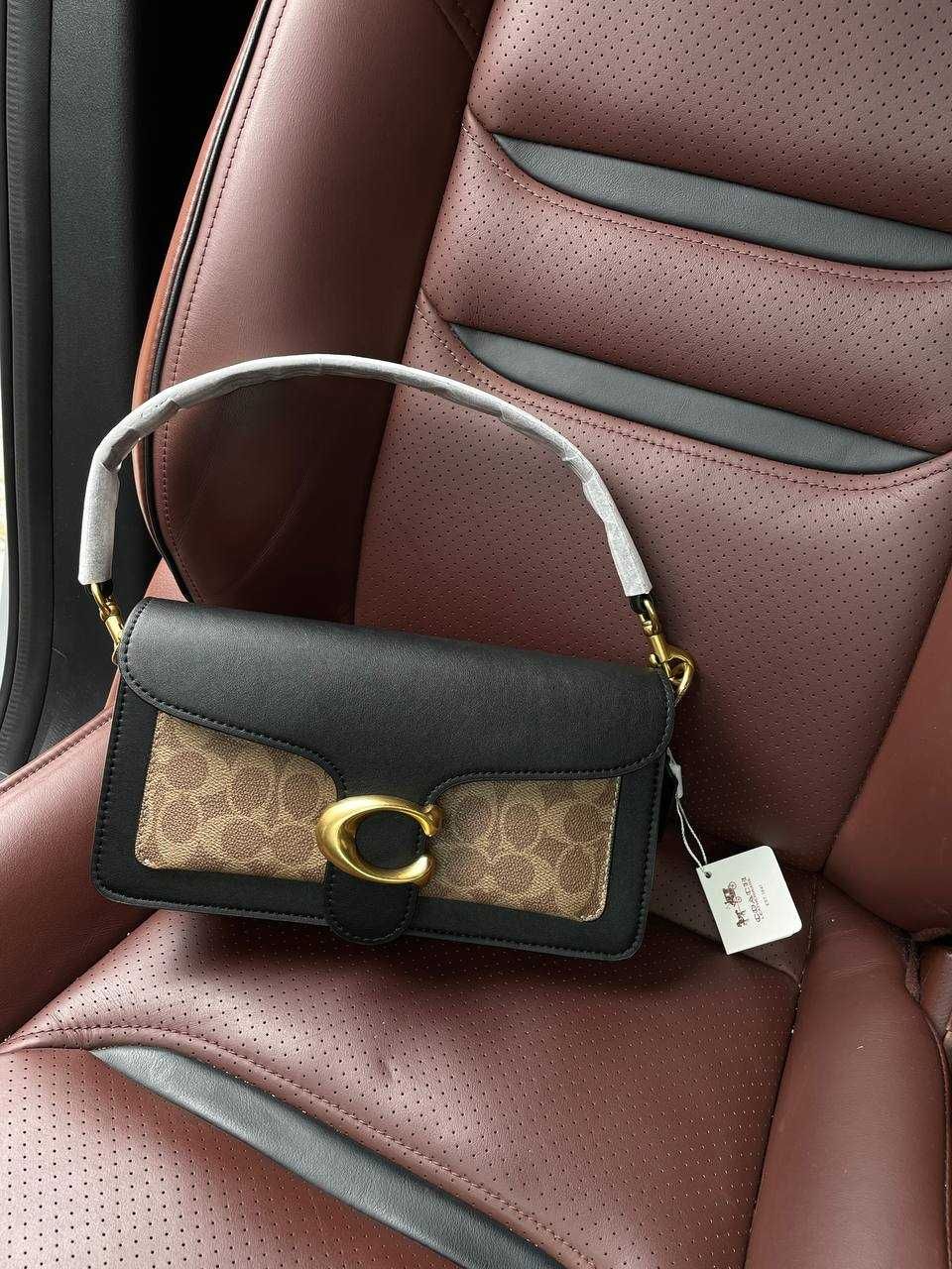 Coach Tabby Black/Beige Shoulder Bag In Signature Canvas