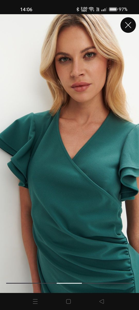 Piękna nowa morska elegancka sukienka midi od Mohito