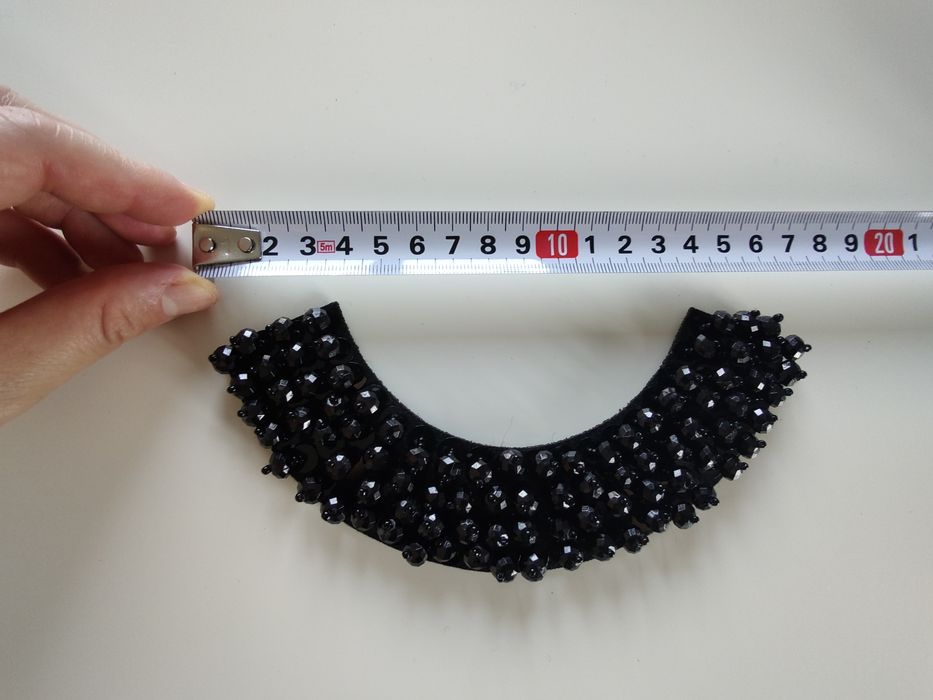 Kołnierzyk, naszyjnik koraliki wstawka dekoltowa czarna