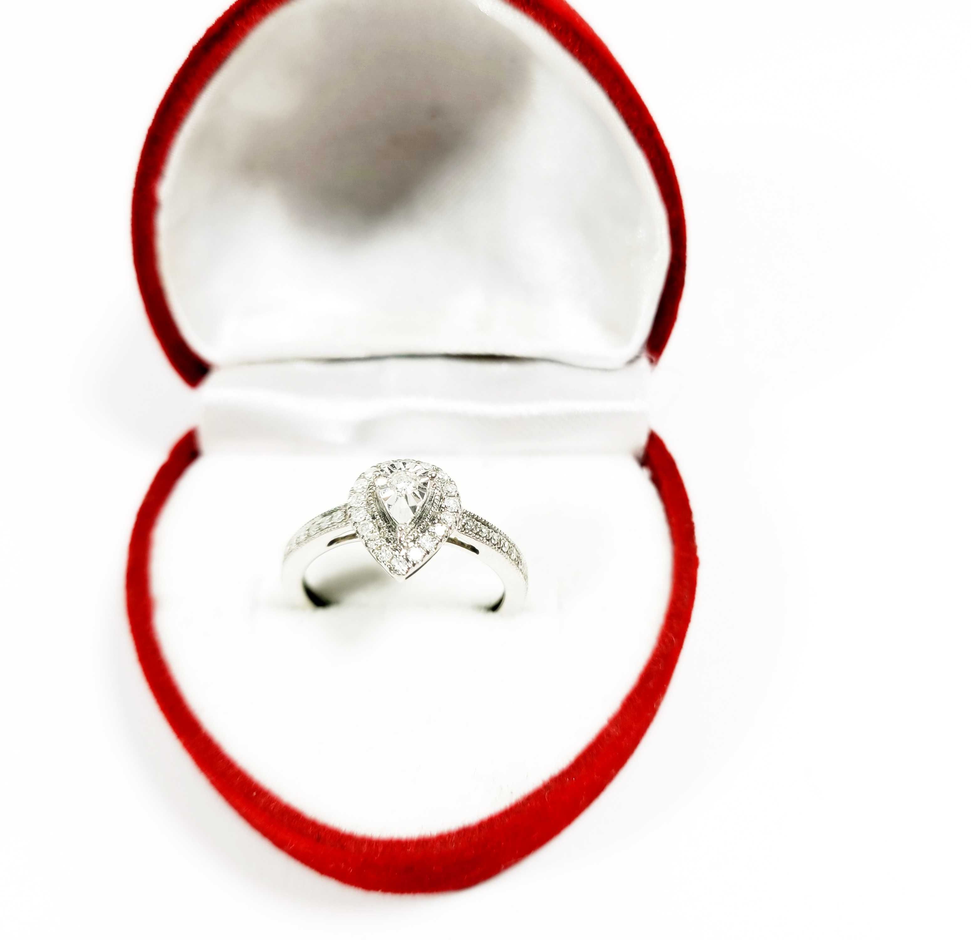 Pierścionek z białego Złota brylant  0.15 ct p.375/9K R.11