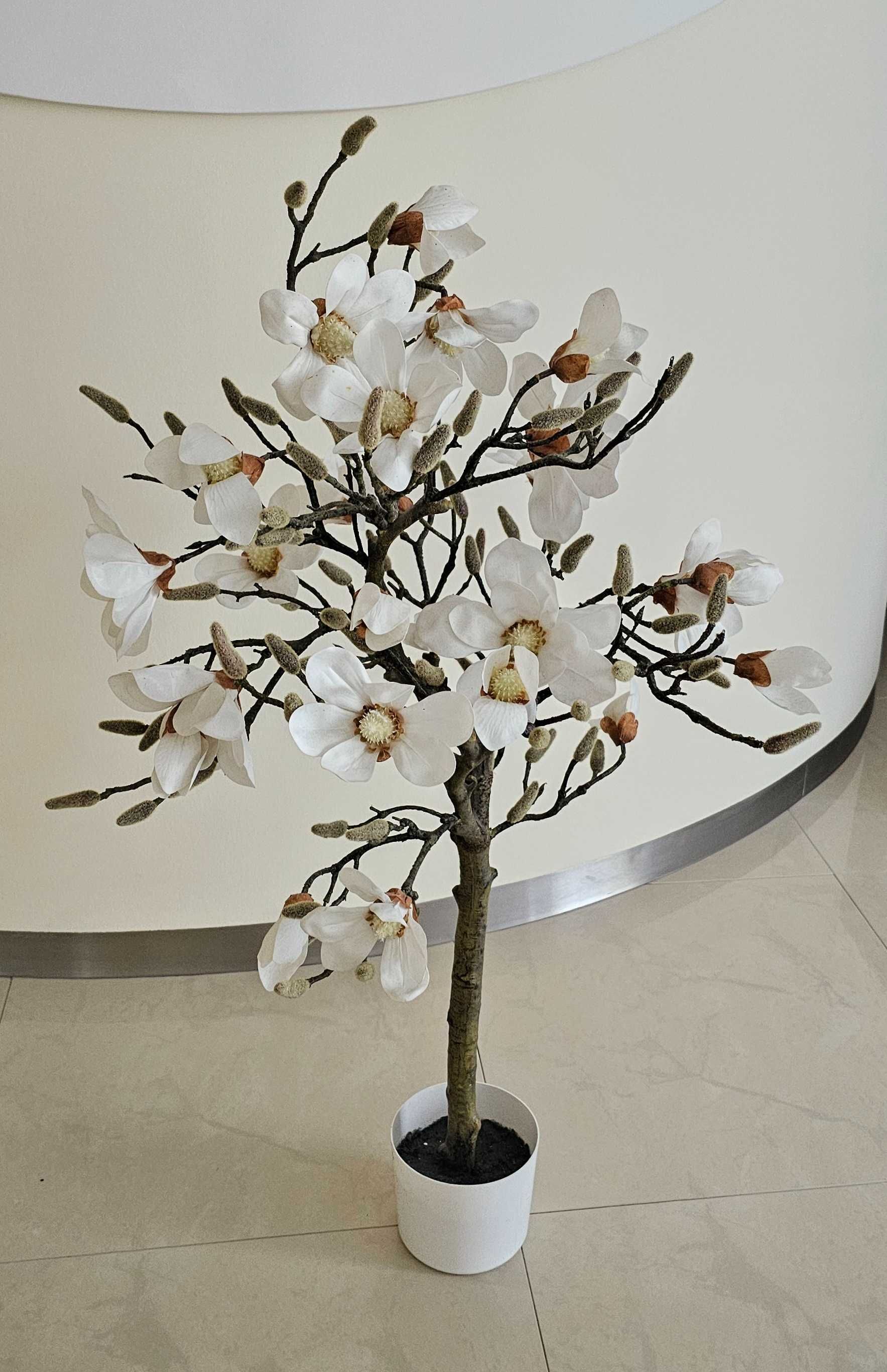Drzewko Magnolia duże 110 cm białe stuczne