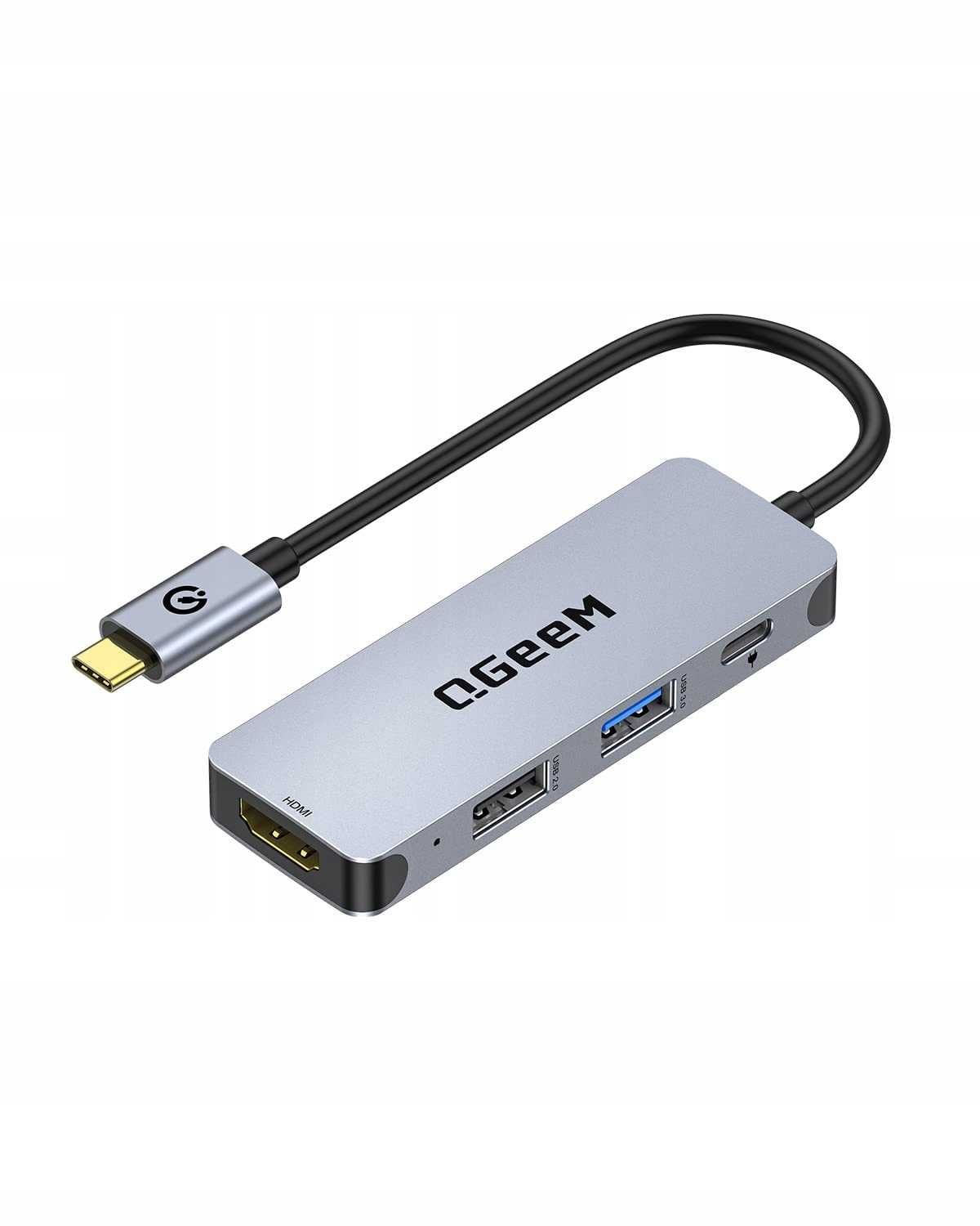 Adapter QGeeM 4 w 1 HUB USB C z 4K USB C na HDMI