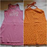 Sukienki dziewczęce różowa i pomarańczowa bawełna 158-162