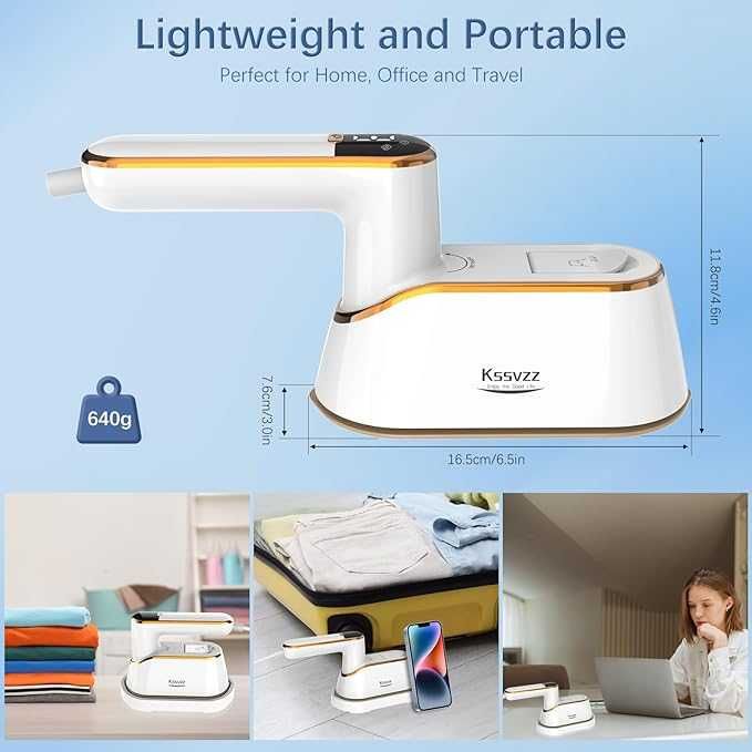 Kssvzz Podróżna parownica do ubrań - ekran LCD 2 w 1