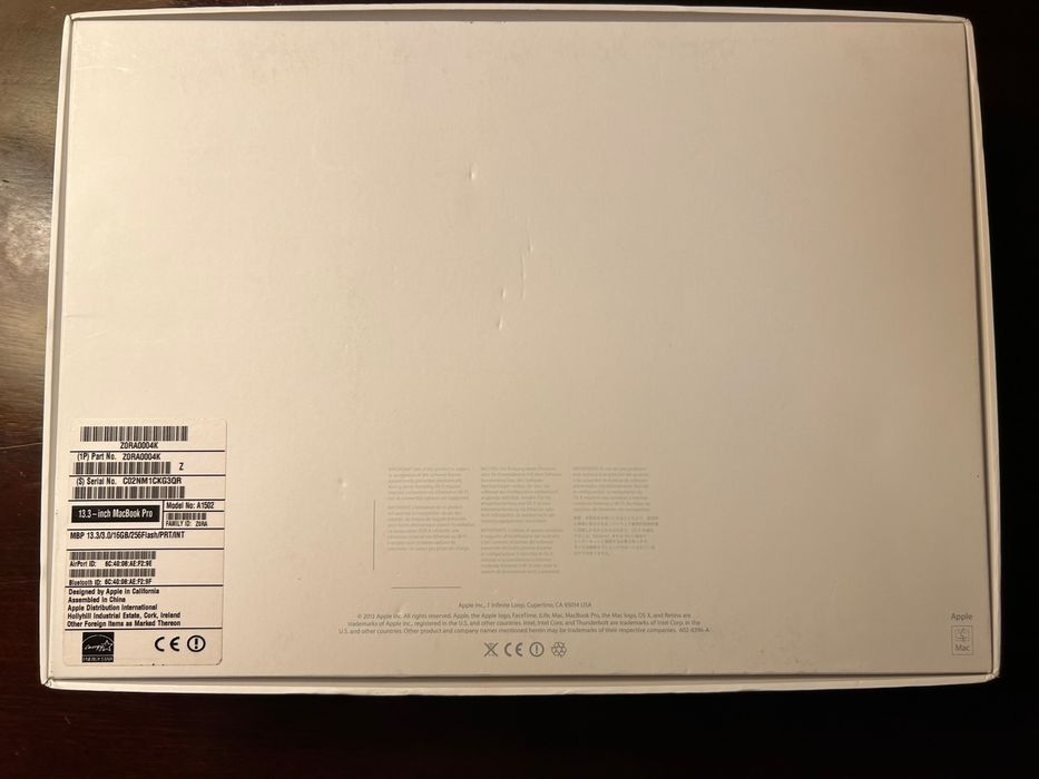 MacBook Pro 13.3” - 16Gb/ 256 Gb Flash - A1502