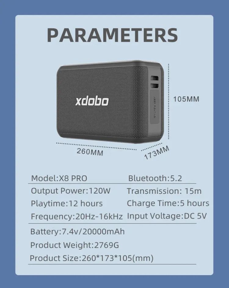 Xdobo X8 Pro 120Вт Караоке Портативная Bluetooth колонка 2 Микрофона