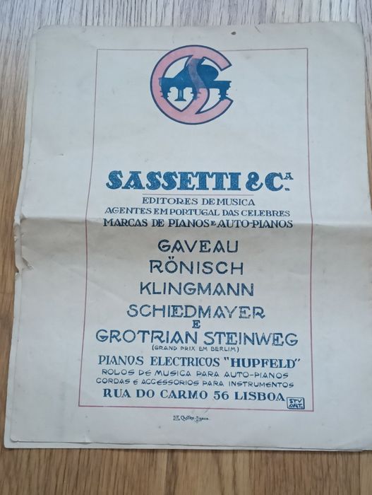 Partitura antiga  As Rosas