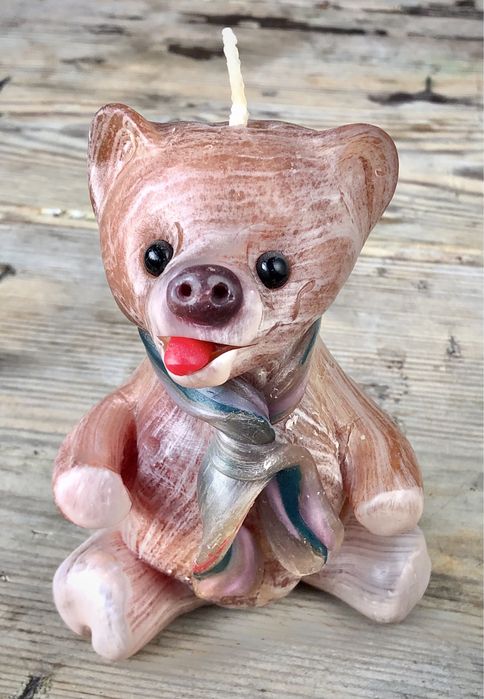 Stara NOWA świeczka MIŚ ręcznie robiona retro 1980 vintage figurka vtg