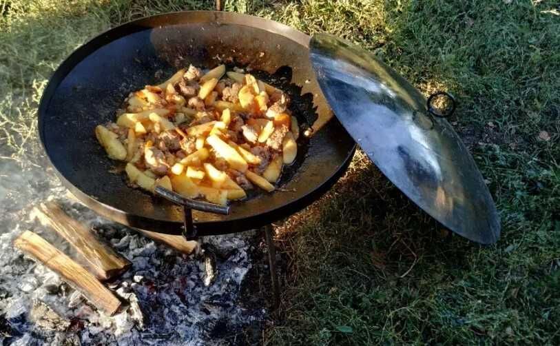 Сковорода 50 см диск бороны с крышкой стальной