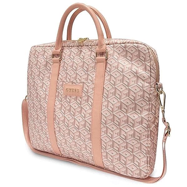 Torba Guess GCube Stripes na laptopa 16" - różowa