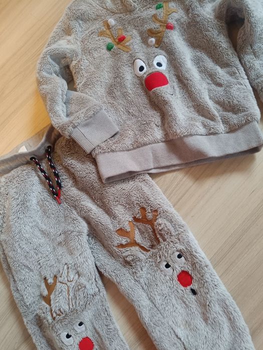 Komplet smyk polarowy renifer święta bluza spodnie ciepły