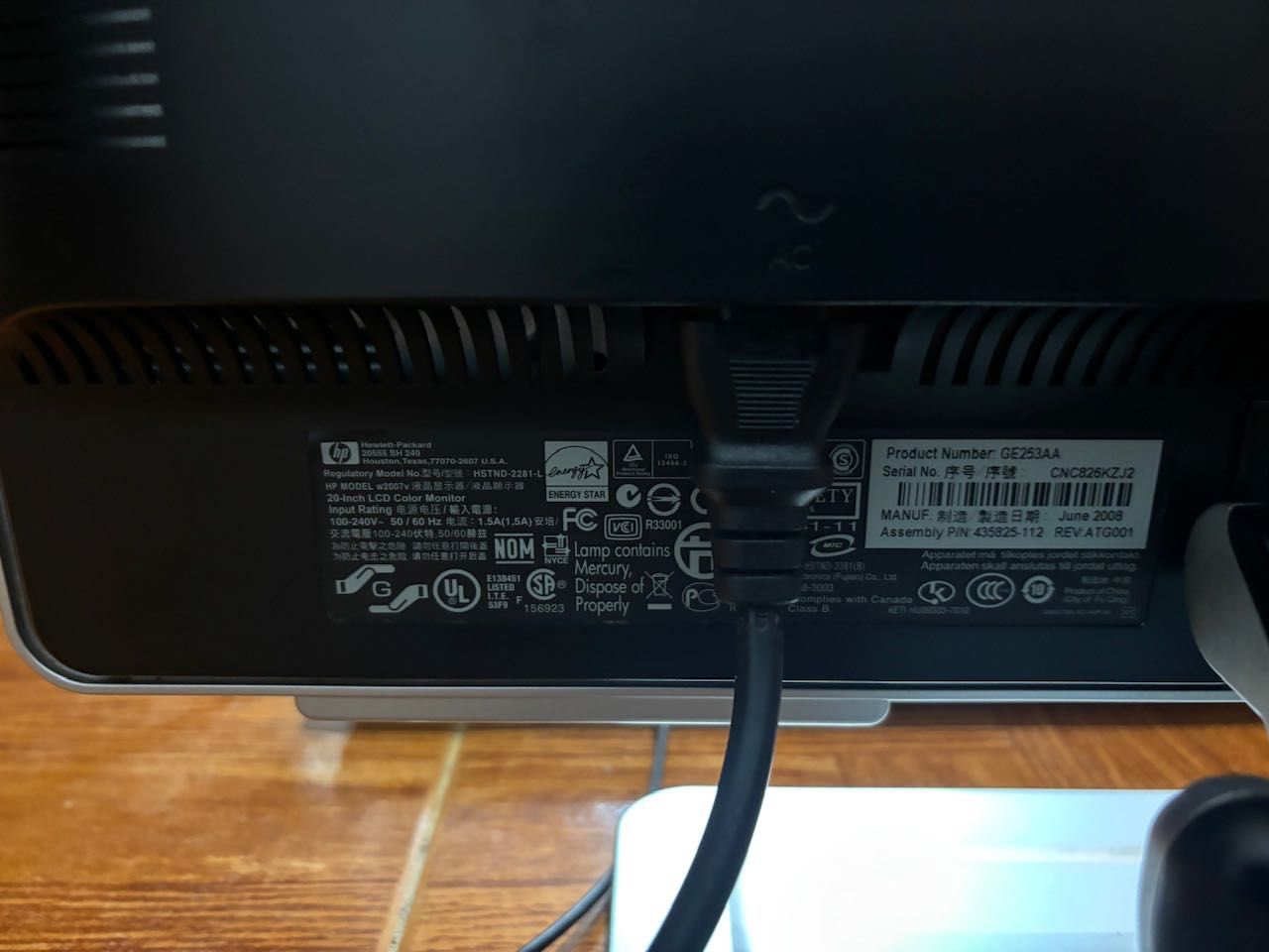 Monitor computador HP 20 polegadas irrepreensivel
