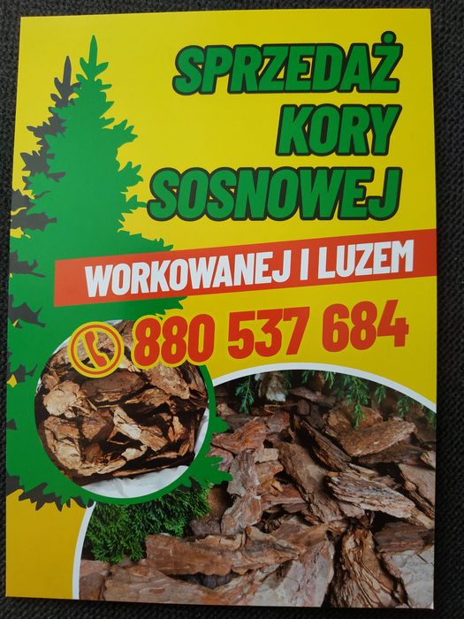 Kora sosnowa w workach i ziemia ogrodowa