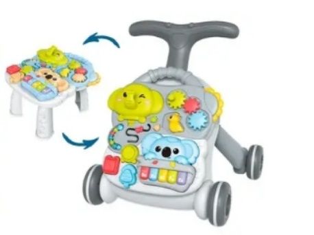 Каталка-ходунки 3в1, звук, ігровий столик, піаніно, пальчикові ігри